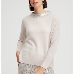 Chicos Black Label Cashmere Sequin Sweater Oversized Women's Medium $350